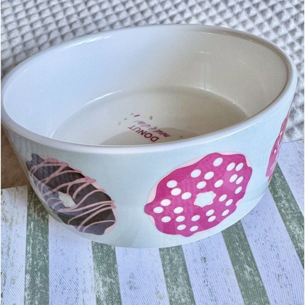 New Fringe Brand “Donut Mind If I Do” Ceramic Dog or Cat Food / Water Bowl - 6”